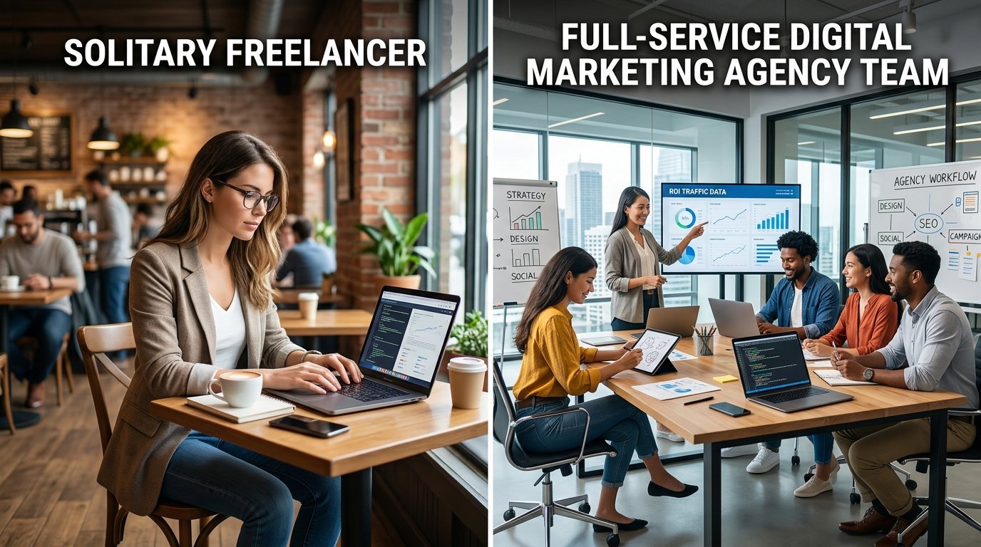 Comparison of freelancer and digital marketing agency options in Bangalore