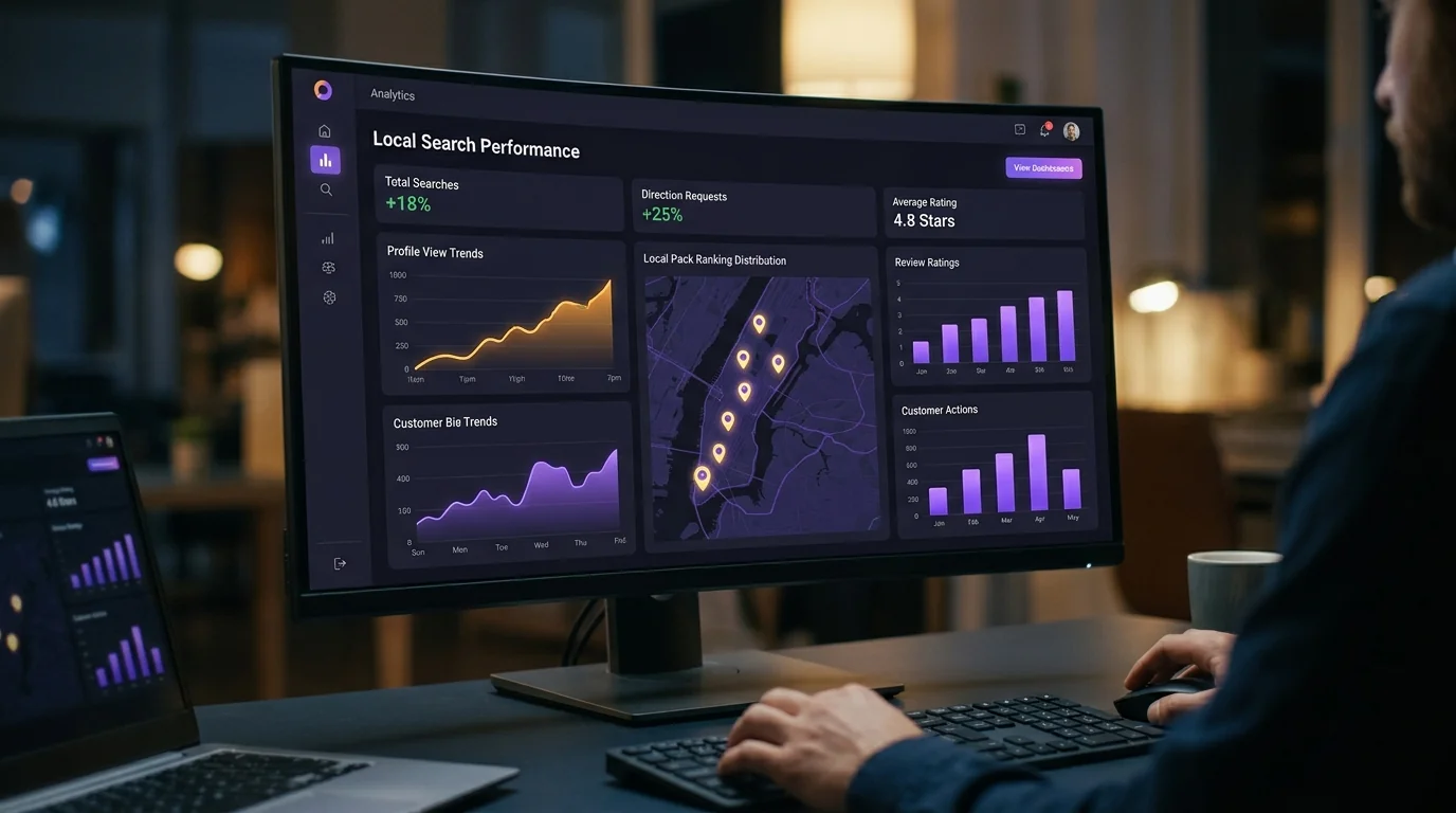 Google Business Profile and local search visibility dashboard for business leads