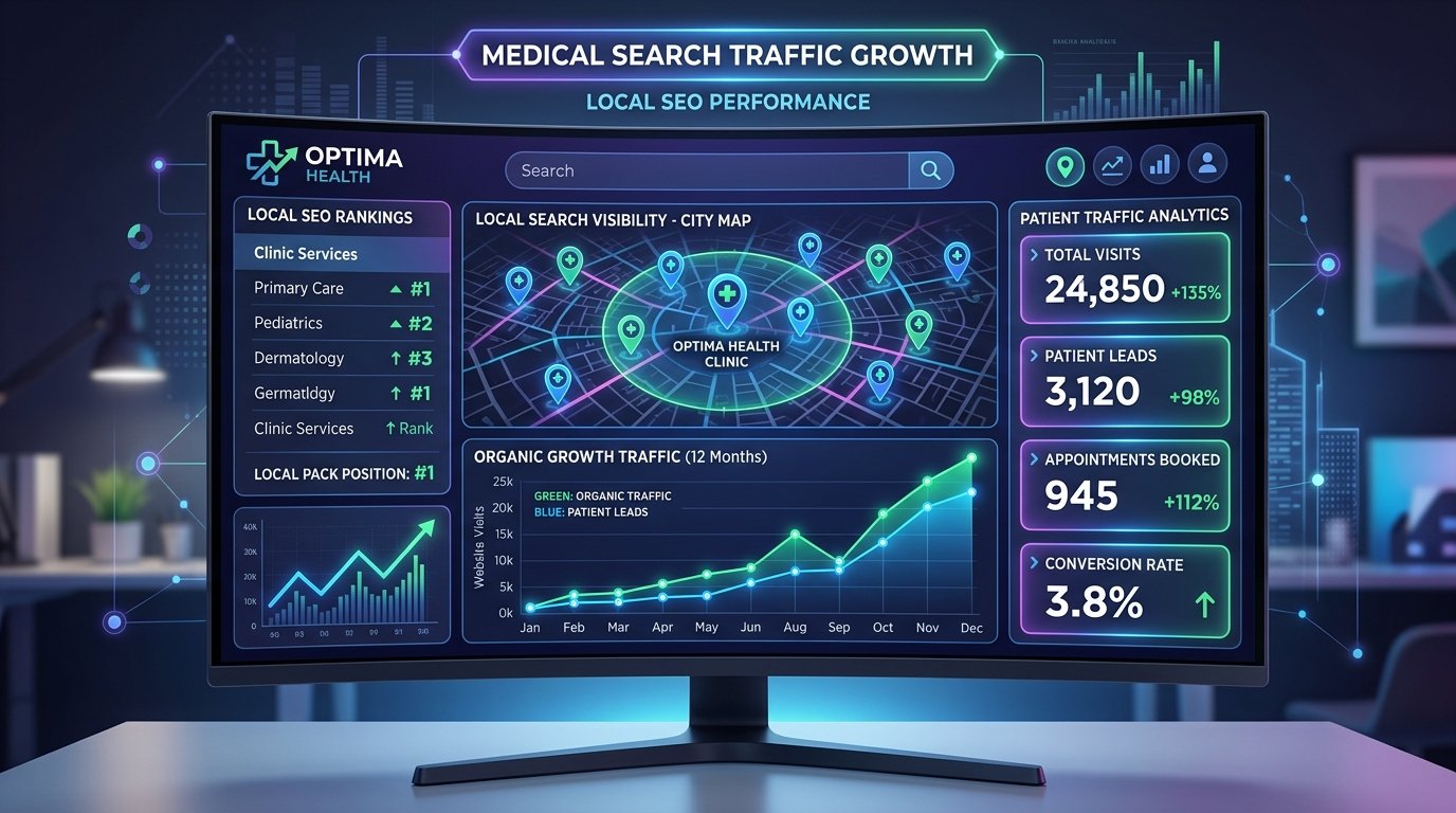 Mobile optimization for hospital websites showing responsive appointment booking layout on smartphone screens